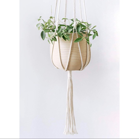 Other - boho macramé hanging plant holder tan